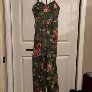 Green romper jumpsuit floral